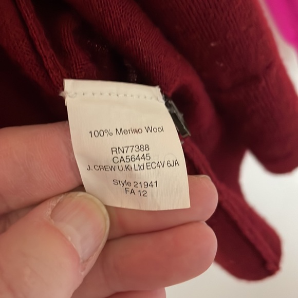 JCrew Bright Pink and Burgundy Merino cardigan colorblock - Picture 3 of 3